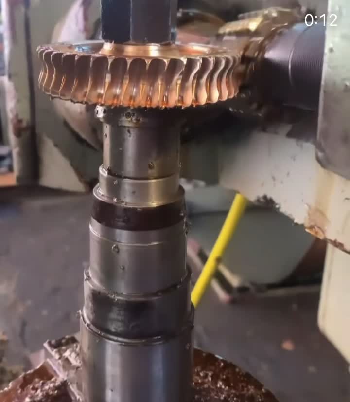 Gear cutting in progress in the shop